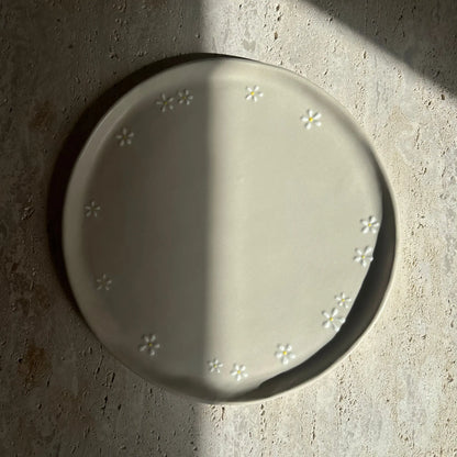 Assiette Plate en Grès Fleurs